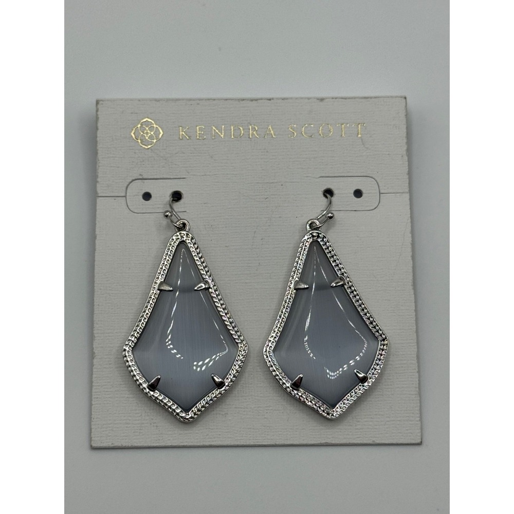 Kendra Scott Alex Slate Glass Drop Earrings Silver Tone‎